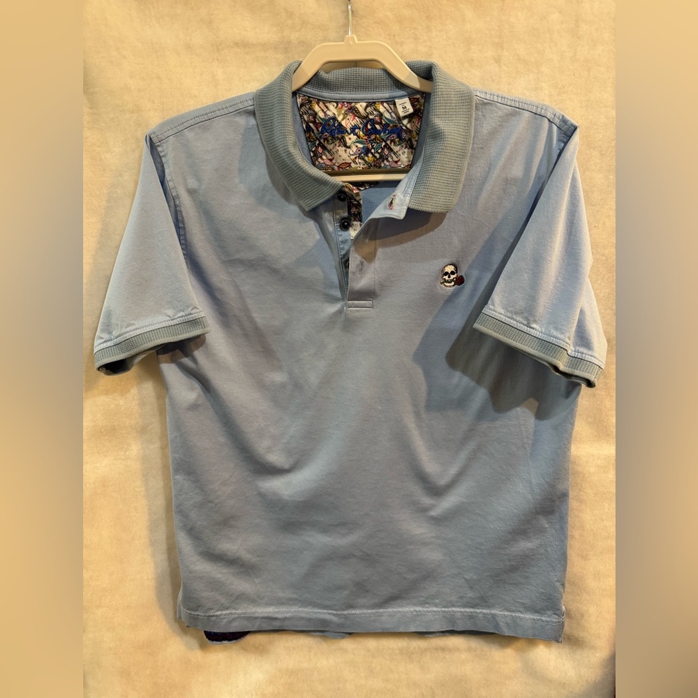 Robert Graham Light Blue Polo with Skull Accent